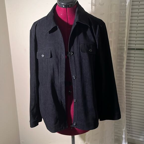 Talbots vintage oversized shirt jacket button down black size medium - Picture 1 of 6